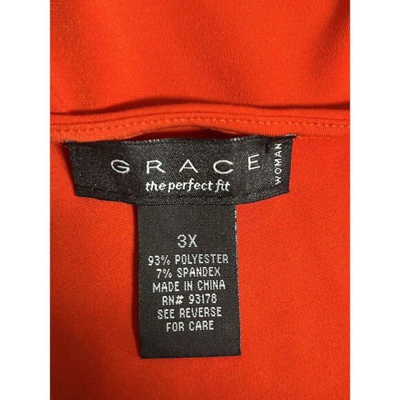 Grace Tunic Plus 3X Red A Line Stretch Knit Long Sleeve Scoop Neck Officecore - Picture 5 of 6